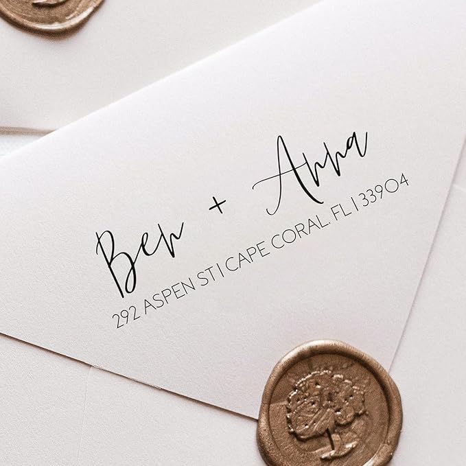 Self Inking Modern Address Stamps | Custom Return Address Stamper (Modern Brush Script, Xtra Large)