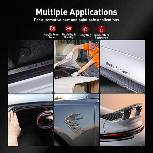 Automotive Acrylic Plus Attachment Tape 0.24" x 18Ft Made of 3M Double Sided Tape PT1100 Heavy Duty for Moldings Claddings Panels Pads and Other Car Automotive Applications