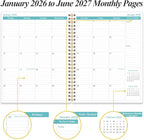 2026-2027 Planner - 18 Months Weekly & Monthly Planner from January 2026 - June 2027, Planners 2026-2027 with Elastic Closure, Inner Pocket, 8.5" x 11", Blue Leaf Flower