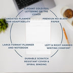 Merely Home | Meeting Notebook for Work | 8.25" x 11.75" | Project Planner | Simple Design | Multiple Layouts | Office and Business Planner (Black, Meeting Planner - Portrait)