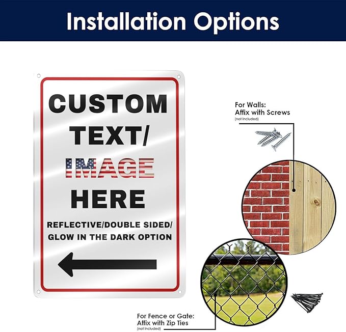 Custom Directional Arrow Sign Large, 22''x16'' Glow in the Dark/Reflective Option, Personalized Metal Address Plaque, Customize for Business Logo, Office, Home, Yard, Outdoor