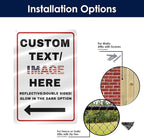 Custom Sign Large, Left or Right Arrow, Glow in the Dark/Reflective Option, 16''x12'' Personalized Large Metal Address Plaque, Customize for Business Logo, Office, Home, Yard, Outdoor