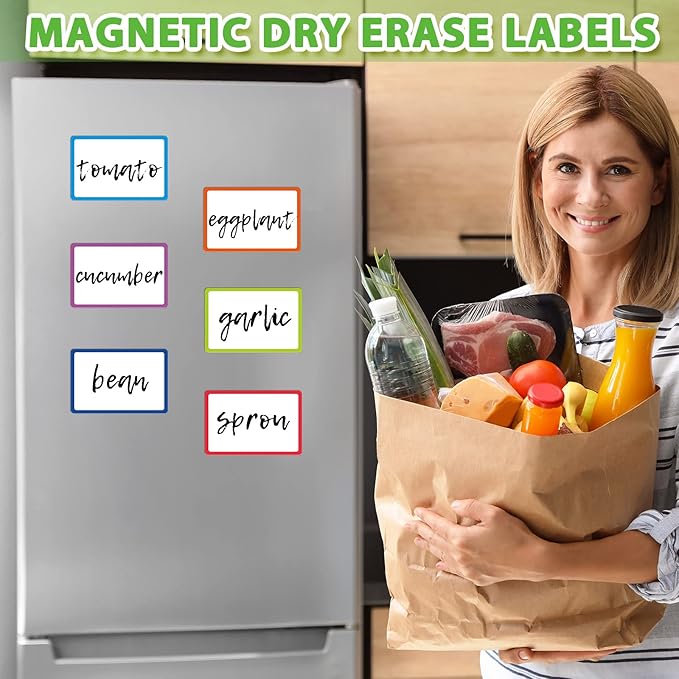 99 Pcs Magnetic Dry Erase Labels Reusable Name Magnets for Classroom Whiteboard 3 Sizes Colored Magnetic Blank Cards for Office Home Kitchen Fridge(Colorful)