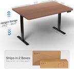 VIVO Electric 48 x 30 in Standing Desk, Memory Height Adjustment, 1B Series, Holds 220 lbs, One-Piece Dark Walnut Top, Black Frame, DESK-KIT-1B5D