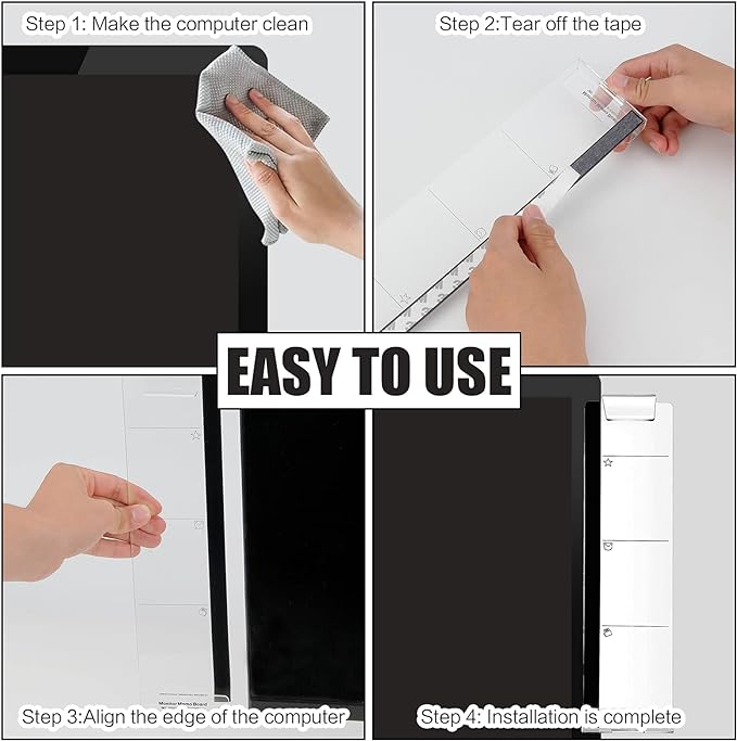 Office Desk Accessories 2pcs Multifunction Computer Monitor Memo Board - Office Supplies for Women Men Computer Sticky Note Holder Home Decor (Monitor Memo Board with Clip)