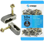 STEREN Coaxial Cable Clips - Cable Holder - Wire Clips - Siding Clips for Hanging - Cord Holder for Desk - Cable Clamps - Cord Clip - Wire Organizer Clips - Tv Mount Screws - Gray - 10 Pack