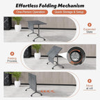 Goakwwuz Conference Room Table, Folding Conference Tables,Thicken Grey Tabletop,Flip Top Wooden Seminar Meeting Room Table for Conference Room Offices (4, BlackWoodGrain, 55.1”)