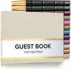 Gallery Leather Guest Book - Great for Wedding, Reception, Baby and Bridal Shower, Birthday Party and Vacation Home - 192 Lined Pages to Sign in, add Polaroid Photo - Hardcover 9x7" - Freeport Ivory