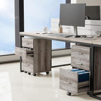 VINGLI 3-Drawer File Cabinet with Lock, Wood Rolling Filing Cabinets for Home Office, Mobile Printer Stand, Under Desk File Organizer for Letter Sized Files, 26" H(Caster Included),Gray Oak