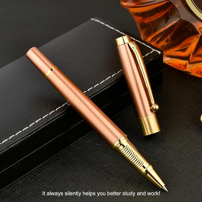 YIVONKA Ballpoint Pen Black Refill,Luxury Ballpoint Line width 0.5mm,Best Ball Pen Gift Set for Men & Women Professional Executive,Office,Nice BallPens Classy Gift Box (2 Rose Gold)