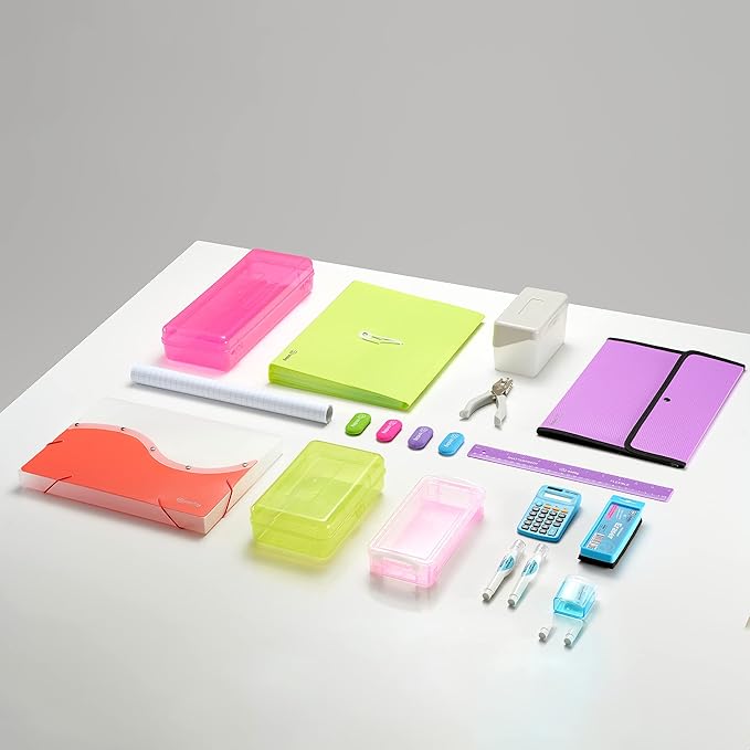Accordion File Organizer, 13 Pocket Expanding File & Cover Folder with Labels, Plastic Portable Desktop Supplies Letter A4 Paper in Purple, Pink, Red, Multicolor, (3 Pack) – by Enday
