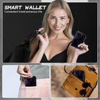 BWEGRHE Cute Credit Card Holder with Zipper, Purple Galaxy RFID-Blocking Card Case Small Wallet for Women Men, Multi-slot Card Organizer Case Travel Accordion Wallet