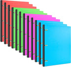 INFUN 1 INCH Telescoping 3 Ring Binder - 12PCS, Portable Plastic Binder with Telescoping Spine ，3 Ring Binders with Foldable Front Cover Holds 8.5" x 11" Paper for School,Office and Homes