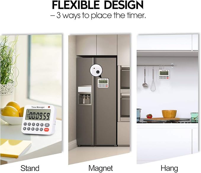 AIMILAR Digital Kitchen Timer - Magnetic Count Up Down Direct Entry Cooking Timer with Loud Alarm, Auto Shut-Off & Memory Function, 99 Hrs 99 Mins 99 Secs, 10 Key for Cooking, Exercise, Games