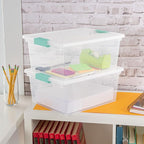Sterilite 8-Pack Clip Box, Stackable Clear Plastic Bins with Latching Lids, Deep - Writing, Arts or Crafts Supplies Storage Containers for Home, Office, Classroom and Workshop Organization