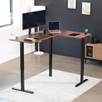 VIVO Electric Corner 63 x 47 inch L-Shaped Standing Desk, Memory Height Adjustment, Dark Walnut Top Black Frame, DESK-E3CTD-47