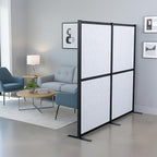 VIVO Modular Wall System, 2 PET Panels, Modern Professional Office Cubicle Dividers, Freestanding Privacy-Screen, 66 inches High, Light Gray, Black Frame, PP-MWS63B