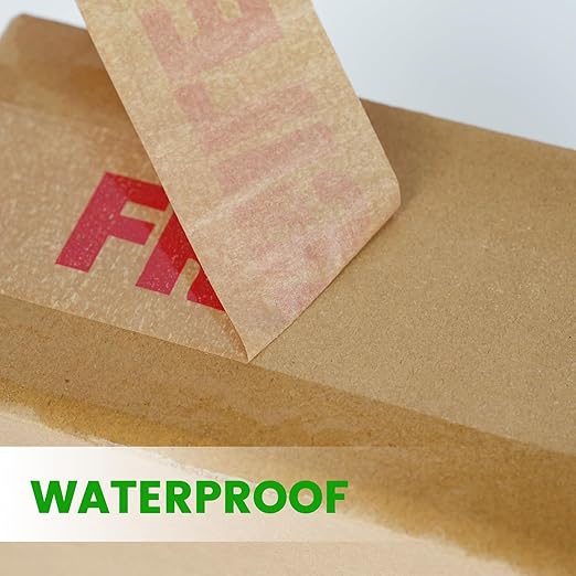 ADHES Fragile Tape, Biodegradable Kraft Paper Tape - 2in x 55yds, 3 Rolls, Strong Adhesive, Eco-Friendly Paper Packing Tape for Shipping & Moving, Heavy Duty Protection for Fragile Items