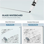 MaxGear Glass Whiteboard, Tempered Magnetic Dry Erase Board 48 x 30 Inch, Frameless Wall Mounted, Office Classroom Conference Room Home Use, Includes Markers, Eraser, Magnets & Mounting Kit