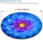 IMAYONDIA Mouse Pad, Blue Watercolor Lotus Flower Round Mouse Pad, Non-Slip Rubber Base Mousepad for Laptop Computer, Personalized Small Mousepad with Designs for Women, 7.9 x 7.9 Inch