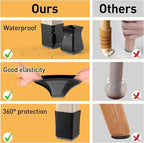 Square Chair Leg Protectors for Hardwood Floors, 16 Pcs Silicone Felt Furniture Leg Cover,Black.1.575" to 1.811".