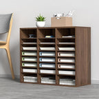 VEVOR 24-Compartment Office Mailbox, Adjustable Shelves, Wood Literature Sorter 29x12x24.4 inches – Ideal for Office, Home, Classroom, Mailrooms Organization – EPA Certified (Brown)