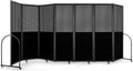 Folding Room Partition,Freestanding Privacy Divider,Portable Office Divider Wall,Commercial Space Partition Screen,Perforated Felt Panel Design,18'5"W x 6'7"H,7 Panel,Black