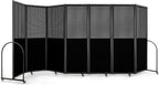 Folding Room Partition,Freestanding Privacy Divider,Portable Office Divider Wall,Commercial Space Partition Screen,Perforated Felt Panel Design,18'5"W x 6'7"H,7 Panel,Black