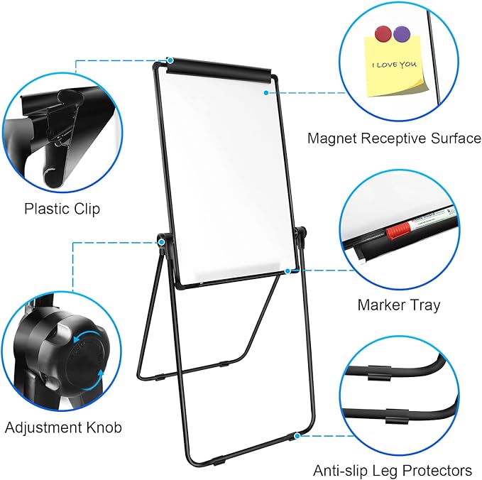 Stand White Board - 40 x 28 Inch Double Sided Magnetic Dry Erase Board with Stand Height Adjustable, Home Office Classroom School Teacher Use