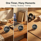 Rechargeable Magnetic Kitchen Timer,LED Countdown/Up Timer, Supports USB-C Charging,with Loud Alarm,3 Preset Quick Times(5/15/25m),Perfect for Kitchen Cooking, Studying, and Fitness (Silver)