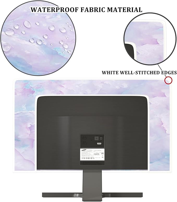 Baocicco Violet Marble Waterproof 40, 41, 42，43 Inch TV Dust Cover Anti-Static Dustproof Abstract Creative Desigen Television Accessories TV LCD Screen Texture TV Decoration for LED LCD OLED TVs