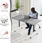 Conference Table,55.1''Folding Conference Room Table for 4-12 People,Mobile Flip Top MeetingTraining Table with Different Coulor and Styles for Offices, Classrooms,Meeting Room (6, 47.2''F)