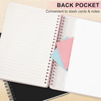 Lined Spiral Journal Notebook, B5 Spiral Notebook, 7.8''×10'' Journaling Notebooks for Work, School, Women, College Ruled Spiral Notebook, Hardcover Leather Notebook for Note Taking Business, Pink