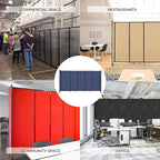 Versare Straightwall Sliding Portable Wall Partition | Freestanding Office Dividers | Locking Wheels | Temporary Room Separator | 15'6'' Wide x 5' Tall Charcoal Gray Fabric Panels