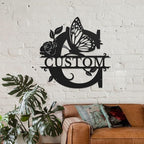 Personalized Custom Letter Name metal Signs,Custom Black Letter Monogram Wall Art Decor,Metal Signs Plaques Outdoor wall Decorative Signage (C)