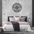 Metal Name Signs Personalized, Compass Metal Sign, Nautical Compass GPS Coordinates Metal Sign with Last Name Date, Personalized Wall Decor, Personalized Wedding Gift