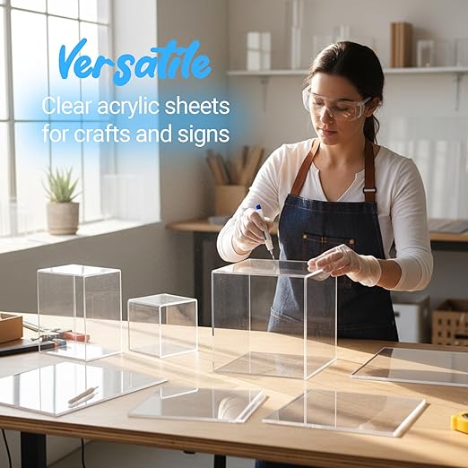 CALPALMY (2-Pack) 12x24 Inch Clear Acrylic Sheet - 1/4 Inch Thick Acrylic Plexiglass Panel for Laser Cutting, DIY Crafts, Signage, and Engraving Projects