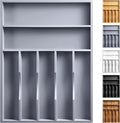 oridom Kitchen Bamboo Silverware Organizer, Kitchen Drawer Organizer - Utensil Holder and Cutlery Tray with Grooved Drawer Dividers for Flatware 7 Slot, Grey