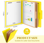 Skyygemm 36 Pcs Classification Folders Letter Size, 2 Divider Pressboard File Folders with 3. 5 Inch Expansion, 2 Prongs Fastener, Heavy Duty Office File Organizers for Teachers, Medical (Yellow)