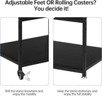 Fannova Printer Stand, 23.6 x18.9 x 30 Inches Large Printer Table with Adjustable Storage Shelf, 3 Tier Rolling Printer Cart with Wheels for Home Office, Stand for Heat Press Mini Fridge, Black