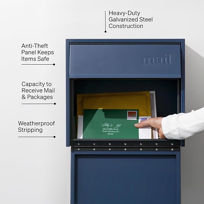 Wall Mount Mailbox - Small, Anti-Theft Locking Mailbox, Weatherproof Mailboxes for Outside The House, 13.5" H x 15" L x 5.5" D (White)