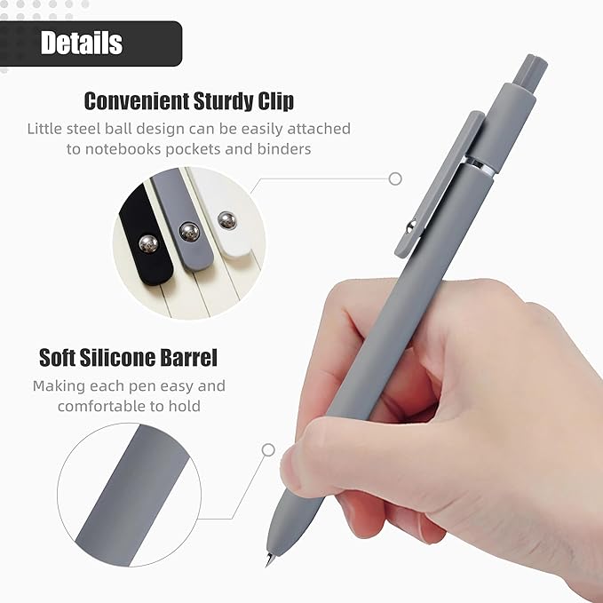 KALARA Aesthetic Gel Ink Pens, 0.5mm Fine Point for Smooth Writing, 6 Pens + 1 Refill No Smear & Bleed Quick Dry, Retractable, Ideal for Journaling and Note-Taking, Stylish Office and School Supplies