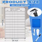 Lincia Project Planning Dry Erase Whiteboard Magnetic Dry Erase Board with Lines Sliding Marker Tray Aluminum Frame White Board Planner for Wall Scheduling(24"x 36",Project Planning Vertical)