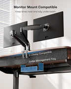 HUANUO 48 x 30 inch Electric Standing Desk with 4 Drawers, Adjustable Height Sit Stand Home Office Desk with Two Tiers, Ergonomic Adjustable Stand up Desk C-Clamp Monitor Mount Compatible, Walnut