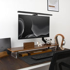 ROCDEER Bamboo Monitor Stand Riser with Acrylic Legs for Desk, 31.5 Inches Desktop Shelf Supports for PC Computer Monitor, Laptops, Printer, Speakers (Brown)