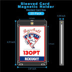25-Pack Sleeved Magnetic Card Holders -130pt One Touch Card Holder, with 2.63"x3.7" Larger Inner Dimension, First Insert Card into Soft Card Sleeve, Then Place into Card Holder for Double Protection