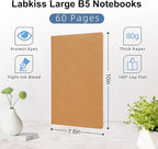 Labkiss 30 Pack Large B5 Blank Notebook & Journal Bulk, Kraft Cover, B5 Size, 7.6x10 inch, 60 Pages, Unlined Thick Paper, Composition Note Pad Sketchbook Set for Traveler Student Business Office