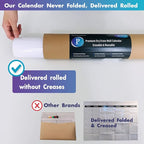 Jumbo Dry Erase Yearly Whiteboard Wall Calendar, 46" x 63", Huge 12 Month Laminated Erasable White Board, Giant Annual Family Schedule Planner, Large Undated Reusable Year Poster