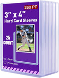 260pt 3"x4" Hard Card Sleeves - 25Pcs Hard Plastic Top Loader Card Sleeves for Trading Cards, Fit for Thick Baseball, Basketball, Hockey, Football, Games and Memorbilia Cards