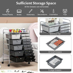 DORTALA 15-Drawer Rolling Storage Cart with Drawers, Rolling Utility Cart w/Removable Drawers & Universal Wheels, Tools Scrapbook Paper Organizer for School, Office, Home, Classroom (Gradient Black)